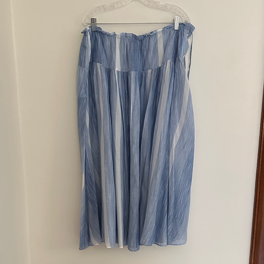 J. Crew Striped Blue and White Midi Skirt